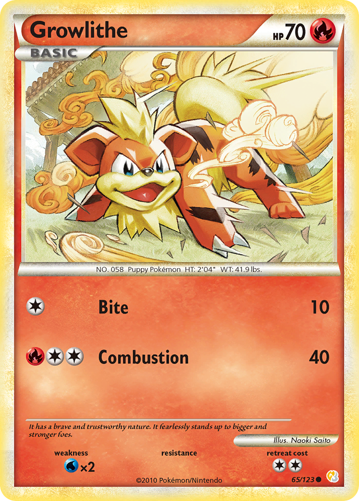 Growlithe (65/123) [HeartGold & SoulSilver: Base Set] | Exor Games Bridgewater