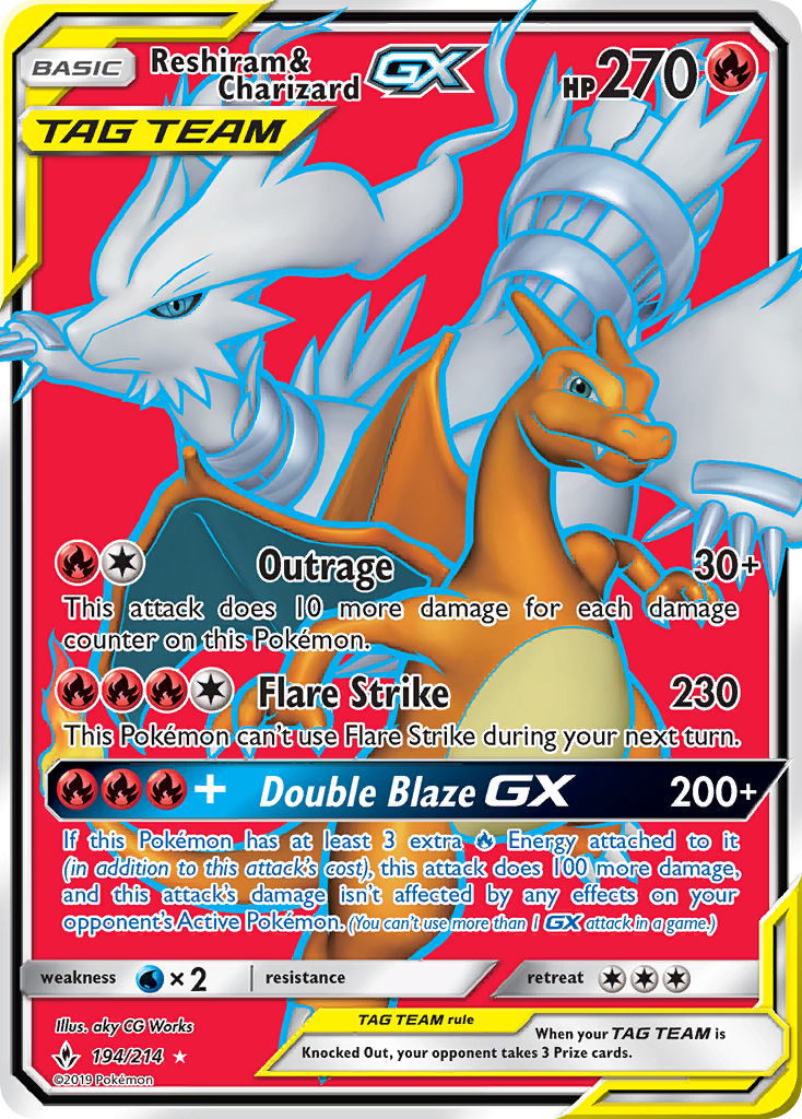 Reshiram & Charizard GX (194/214) [Sun & Moon: Unbroken Bonds] | Exor Games Bridgewater