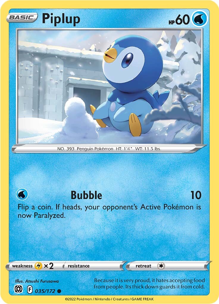 Piplup (035/172) [Sword & Shield: Brilliant Stars] | Exor Games Bridgewater