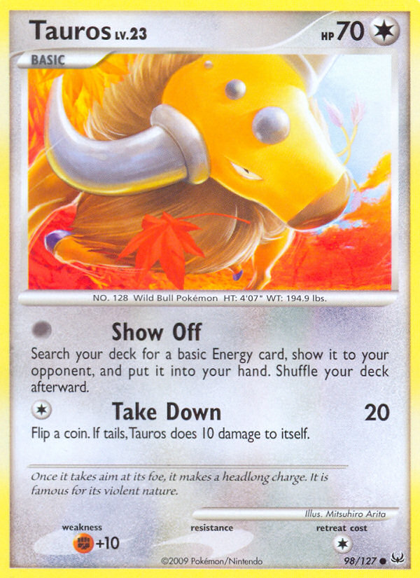 Tauros (98/127) [Platinum: Base Set] | Exor Games Bridgewater