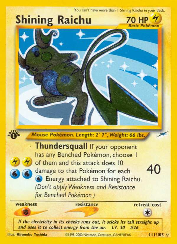 Shining Raichu (111/105) [Neo Destiny 1st Edition] | Exor Games Bridgewater