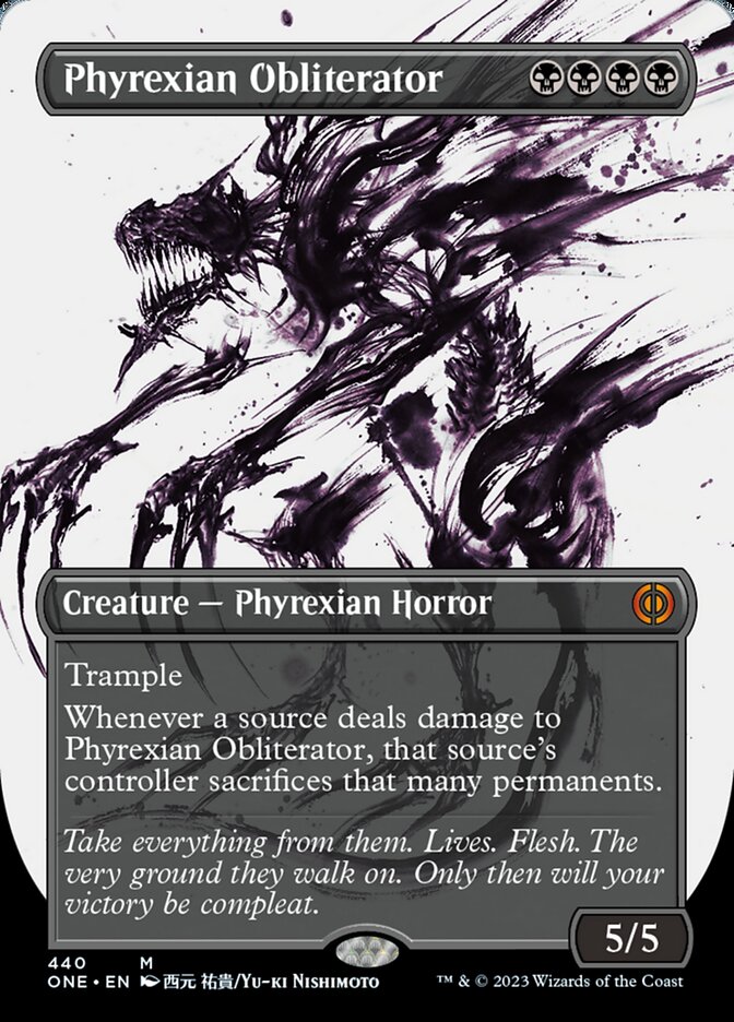 Phyrexian Obliterator (Borderless Ichor Step-and-Compleat Foil) [Phyrexia: All Will Be One] | Exor Games Bridgewater