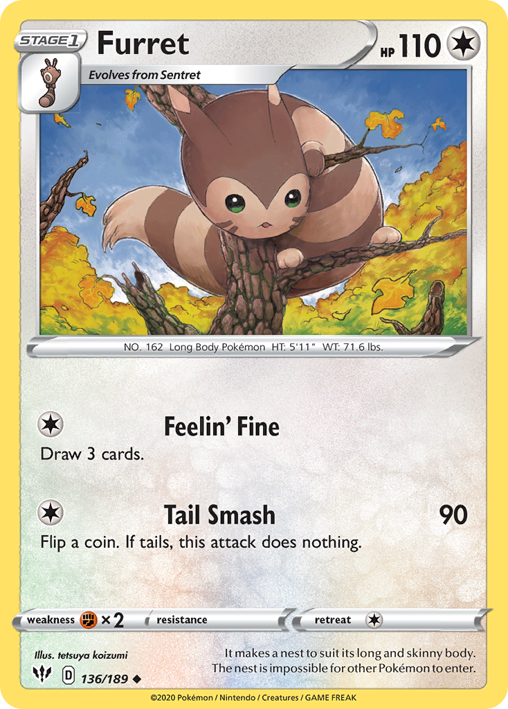 Furret (136/189) [Sword & Shield: Darkness Ablaze] | Exor Games Bridgewater