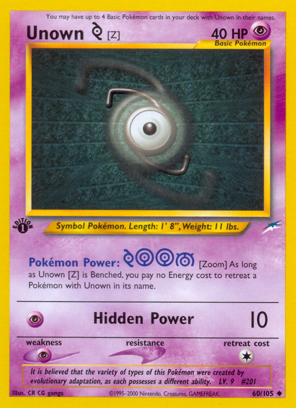 Unown [Z] (60/105) [Neo Destiny 1st Edition] | Exor Games Bridgewater