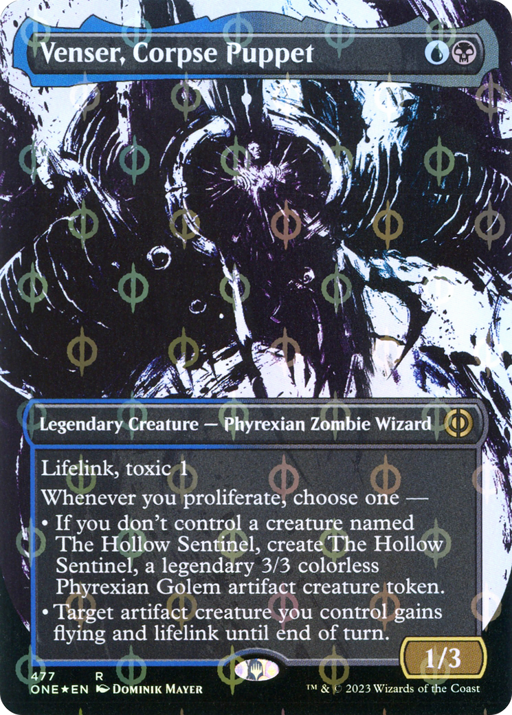 Venser, Corpse Puppet (Borderless Ichor Step-and-Compleat Foil) [Phyrexia: All Will Be One] | Exor Games Bridgewater