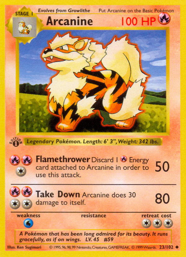 Arcanine (23/102) (Shadowless) [Base Set 1st Edition] | Exor Games Bridgewater