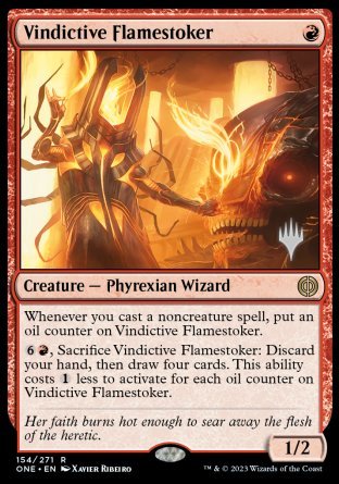 Vindictive Flamestoker (Promo Pack) [Phyrexia: All Will Be One Promos] | Exor Games Bridgewater