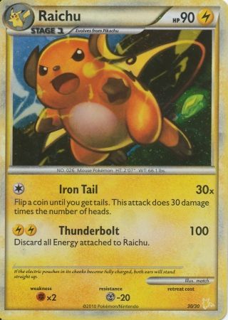 Raichu (30/30) [HeartGold & SoulSilver: Trainer Kit - Raichu] | Exor Games Bridgewater