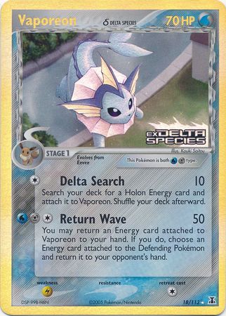 Vaporeon (18/113) (Delta Species) (Stamped) [EX: Delta Species] | Exor Games Bridgewater