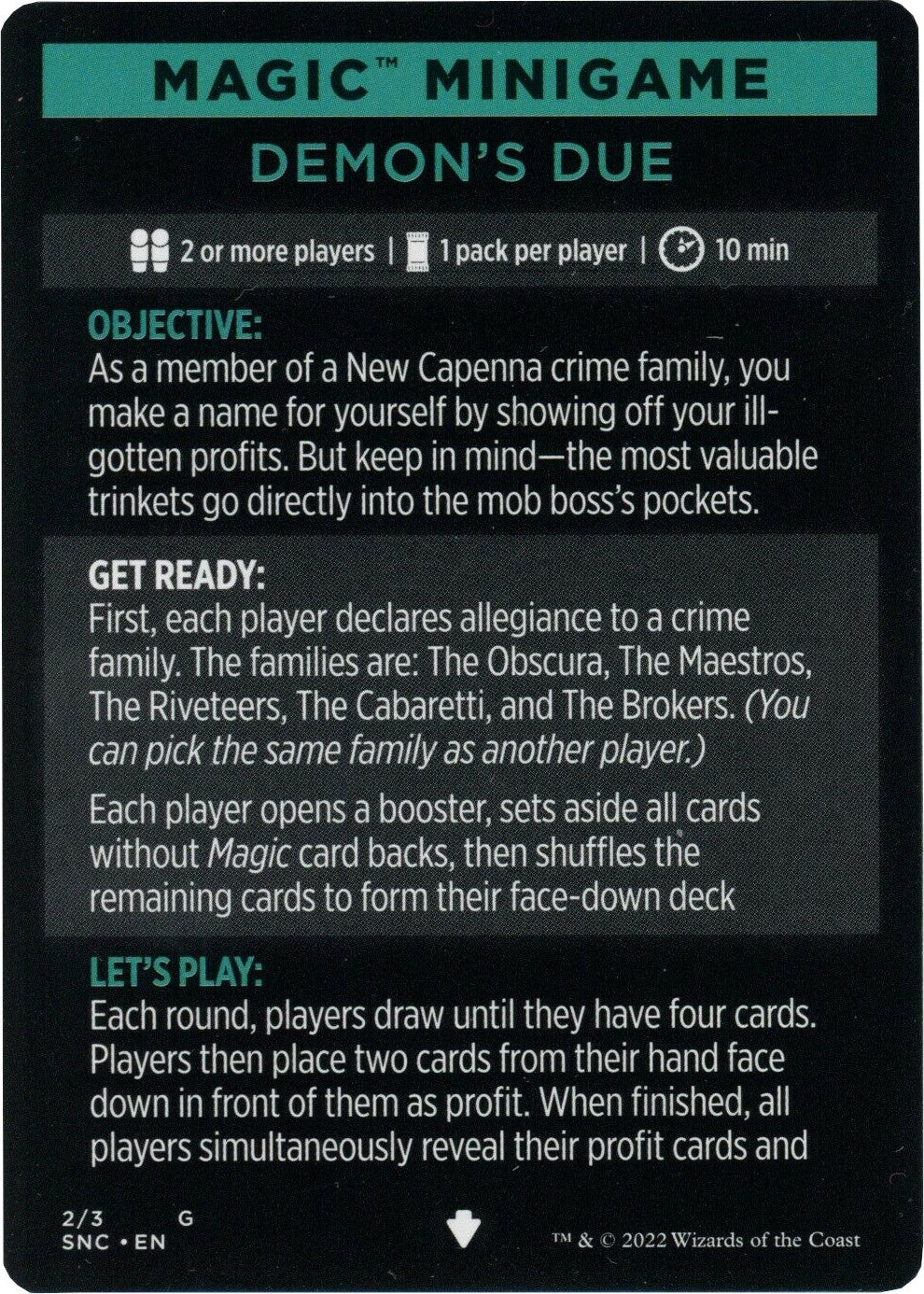 Demon's Due (Magic Minigame) [Streets of New Capenna Minigame] | Exor Games Bridgewater