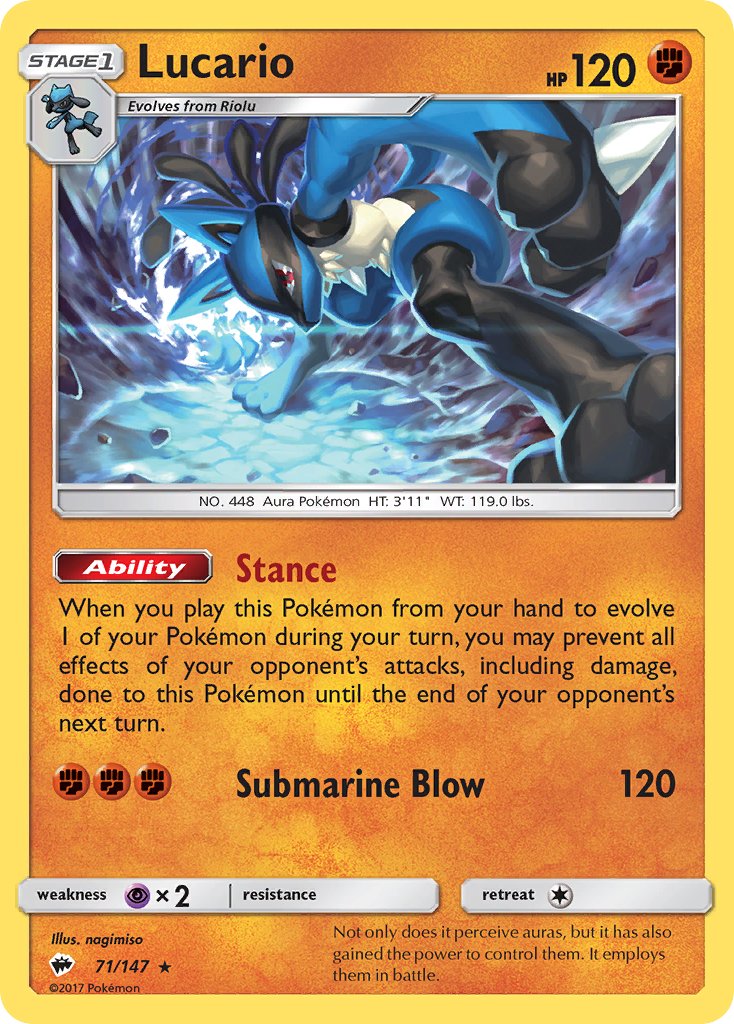 Lucario (71/147) (Theme Deck Exclusive) [Sun & Moon: Burning Shadows] | Exor Games Bridgewater