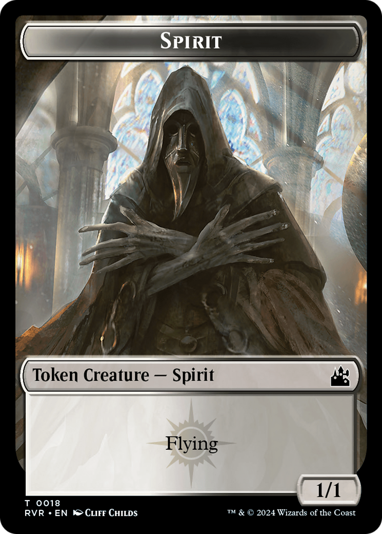 Spirit (0018) // Zombie Double-Sided Token [Ravnica Remastered Tokens] | Exor Games Bridgewater