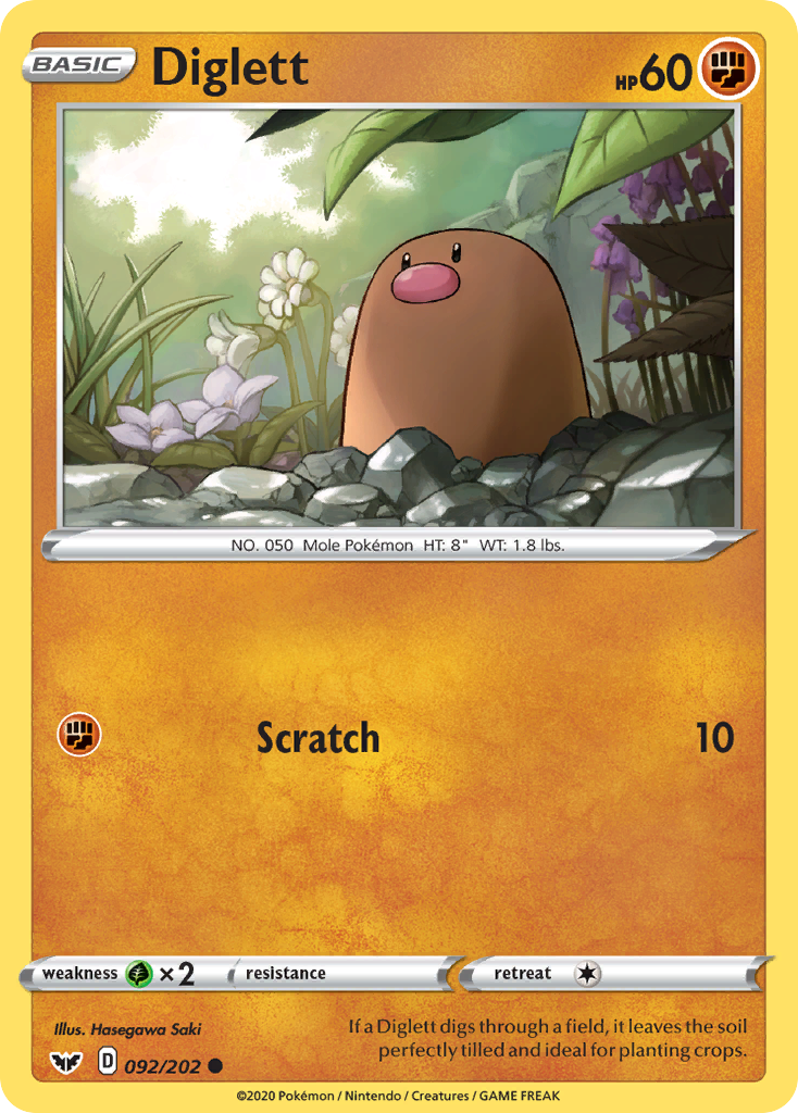 Diglett (092/202) [Sword & Shield: Base Set] | Exor Games Bridgewater