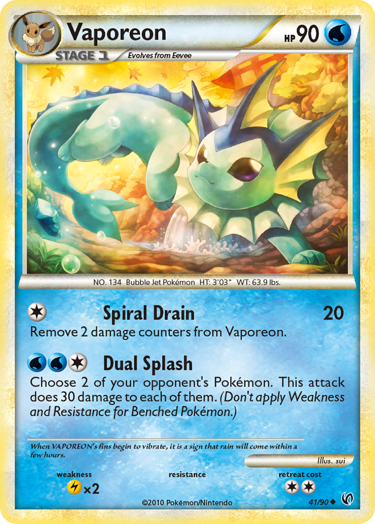 Vaporeon (41/90) [HeartGold & SoulSilver: Undaunted] | Exor Games Bridgewater