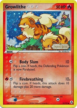 Growlithe (55/92) (Stamped) [EX: Legend Maker] | Exor Games Bridgewater