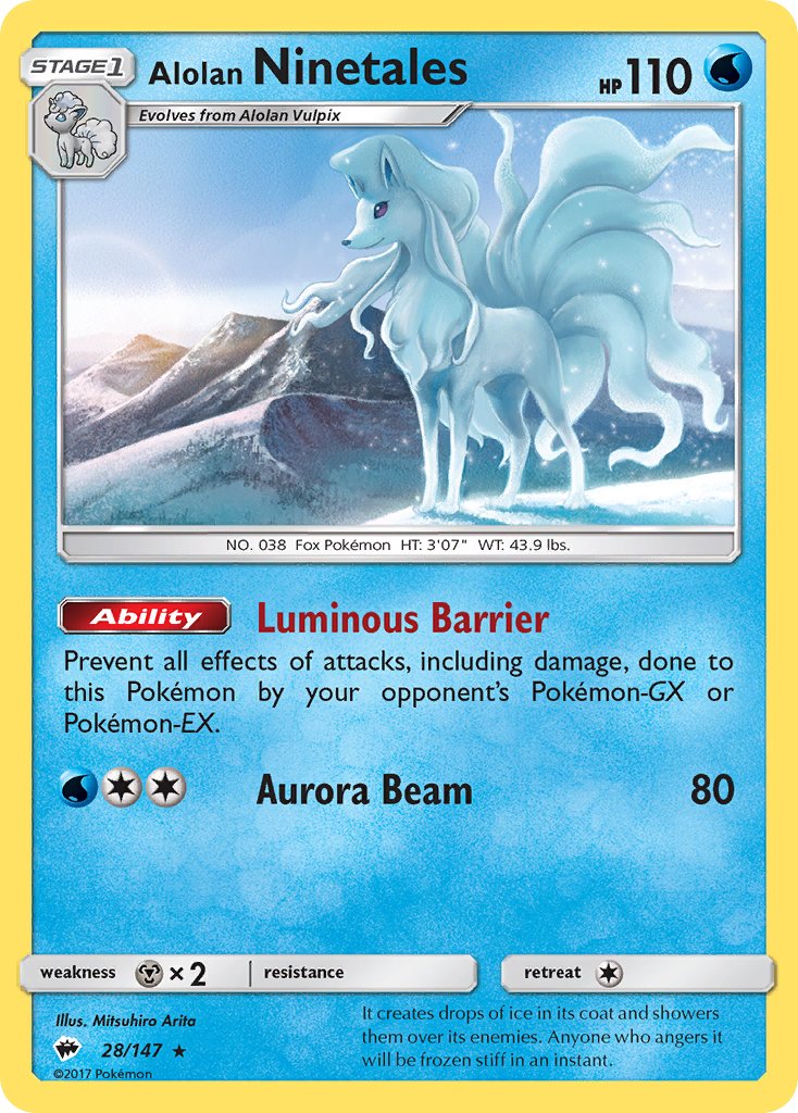 Alolan Ninetales (28/147) (Cracked Ice Holo) (Theme Deck Exclusive) [Sun & Moon: Burning Shadows] | Exor Games Bridgewater