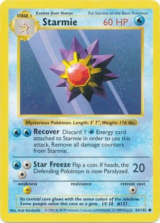 Starmie (64/102) [Base Set Shadowless Unlimited] | Exor Games Bridgewater