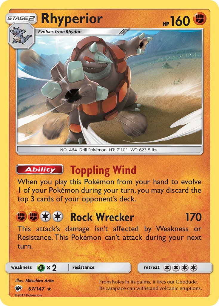 Rhyperior (67/147) (Theme Deck Exclusive) [Sun & Moon: Burning Shadows] | Exor Games Bridgewater