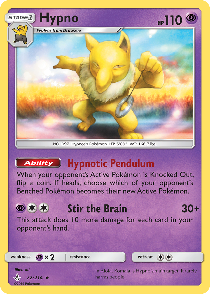 Hypno (72/214) [Sun & Moon: Unbroken Bonds] | Exor Games Bridgewater