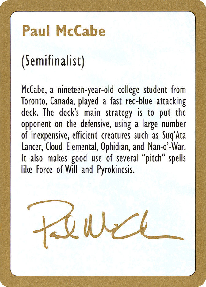 Paul McCabe Bio [World Championship Decks 1997] | Exor Games Bridgewater