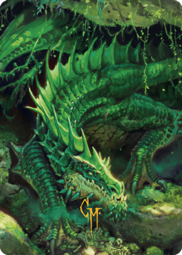 Lurking Green Dragon Art Card (Gold-Stamped Signature) [Commander Legends: Battle for Baldur's Gate Art Series] | Exor Games Bridgewater