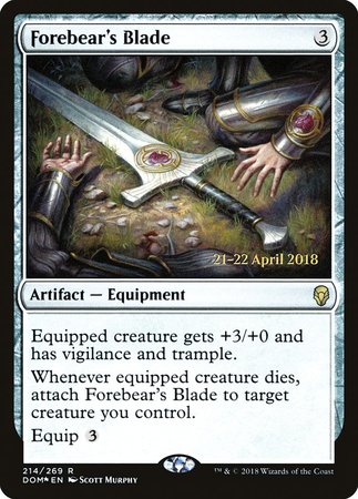 Forebear's Blade [Dominaria Promos] | Exor Games Bridgewater