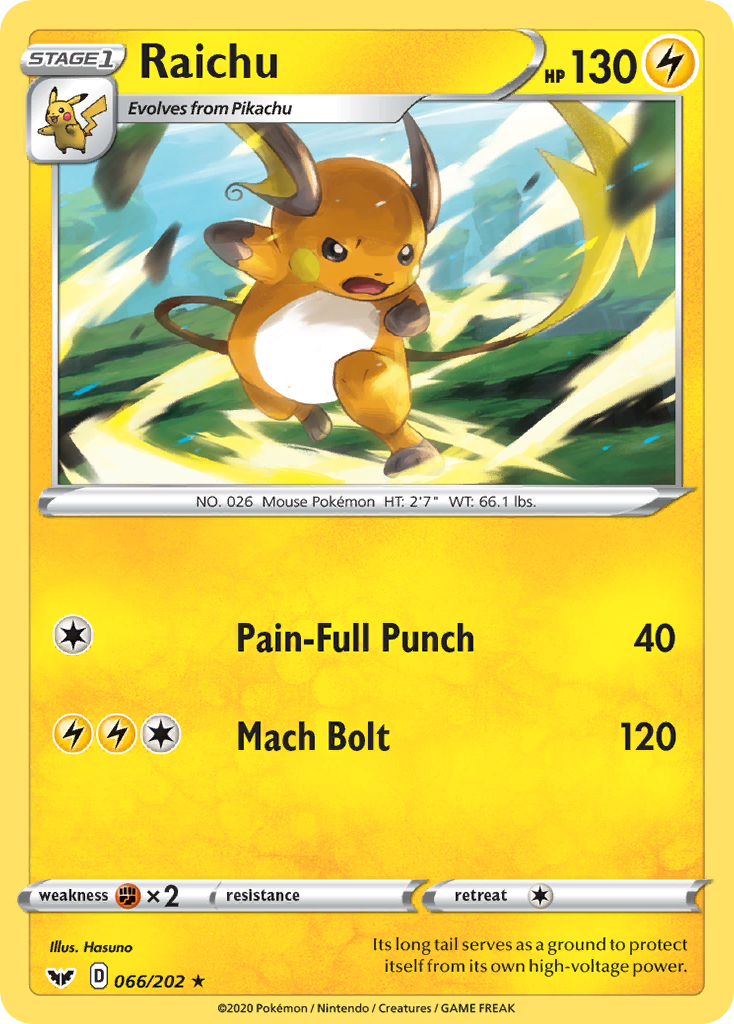 Raichu (066/202) [Sword & Shield: Base Set] | Exor Games Bridgewater