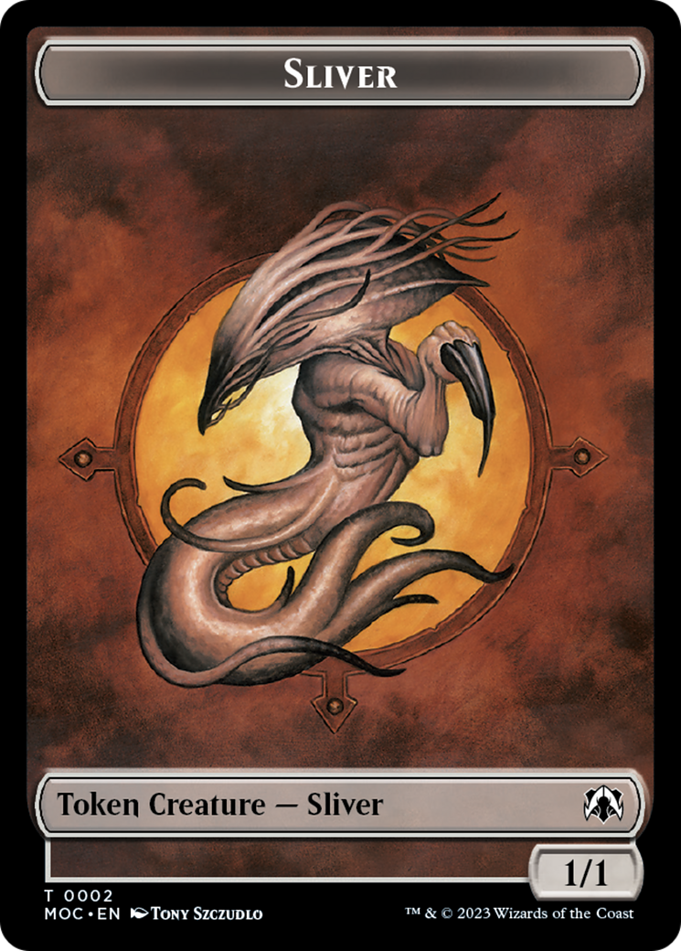 Goblin // Sliver Double-Sided Token [March of the Machine Commander Tokens] | Exor Games Bridgewater