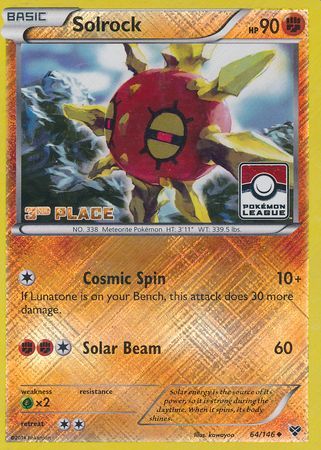 Solrock (64/146) (3rd Place League Challenge Promo) [XY: Base Set] | Exor Games Bridgewater