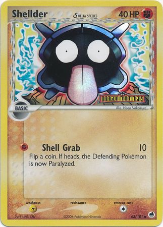 Shellder (63/101) (Delta Species) (Stamped) [EX: Dragon Frontiers] | Exor Games Bridgewater