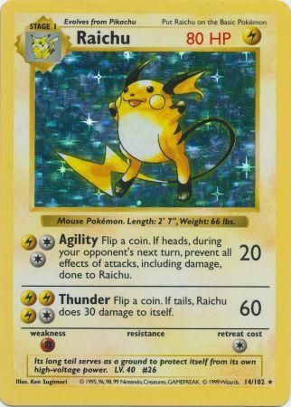 Raichu (14/102) [Base Set Shadowless Unlimited] | Exor Games Bridgewater