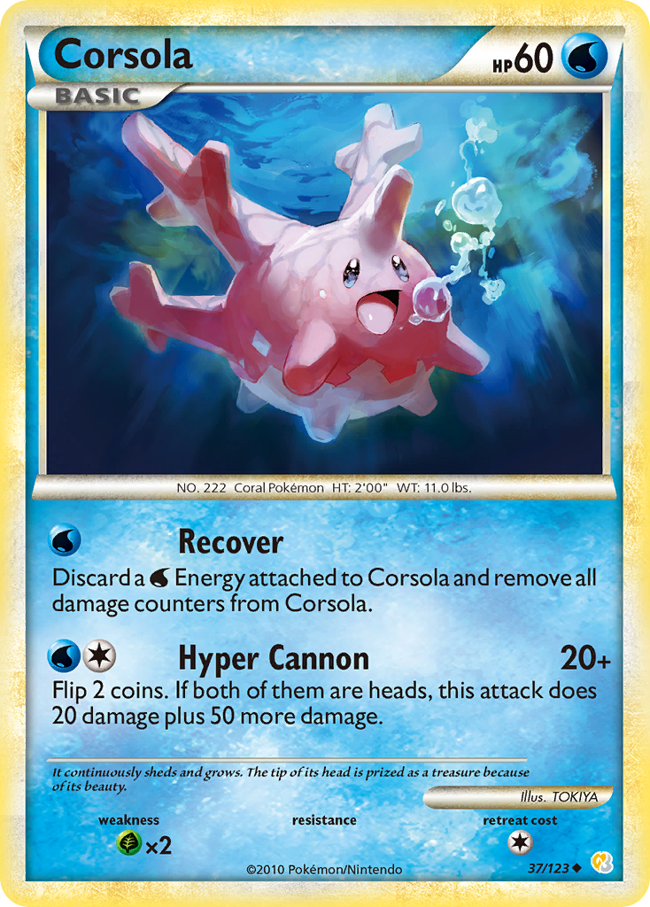 Corsola (37/123) [HeartGold & SoulSilver: Base Set] | Exor Games Bridgewater