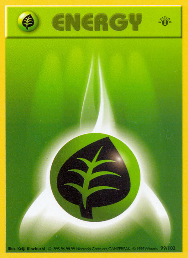 Grass Energy (99/102) (Shadowless) [Base Set 1st Edition] | Exor Games Bridgewater