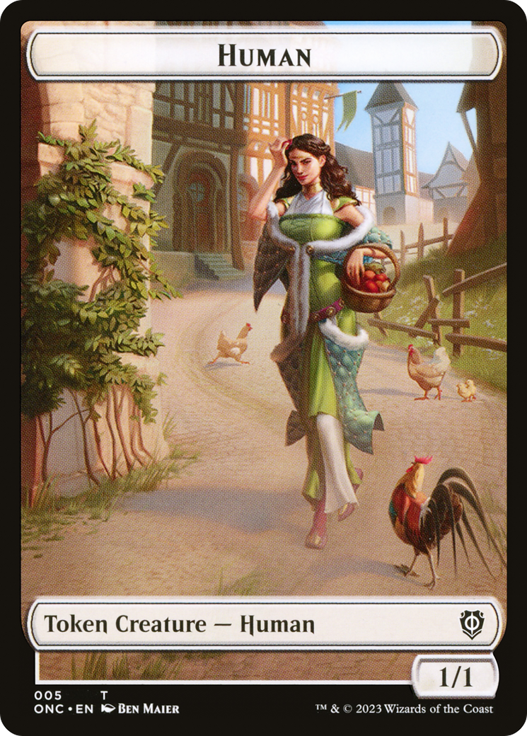 Human // Spirit Double-Sided Token [Phyrexia: All Will Be One Commander Tokens] | Exor Games Bridgewater