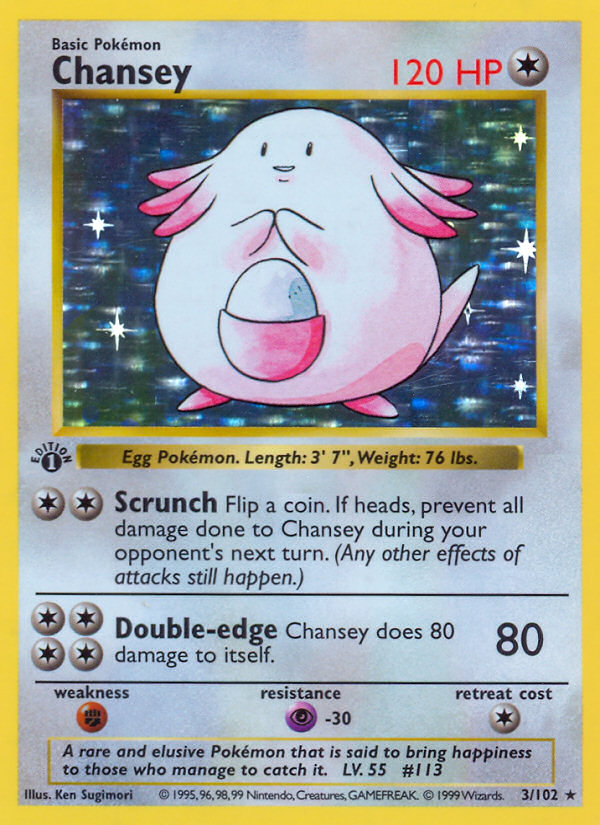 Chansey (3/102) (Shadowless) [Base Set 1st Edition] | Exor Games Bridgewater