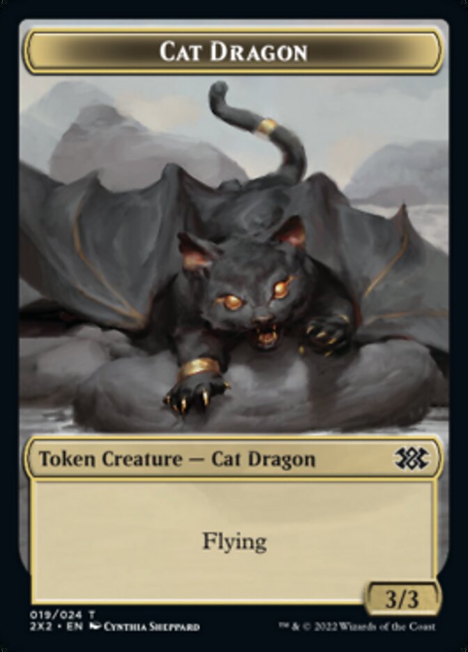 Cat Dragon // Spirit Double-sided Token [Double Masters 2022 Tokens] | Exor Games Bridgewater