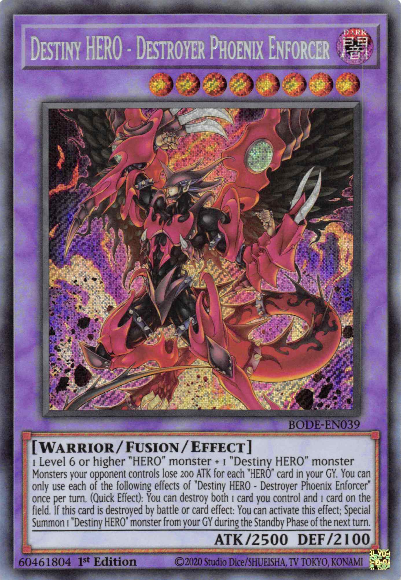 Destiny HERO - Destroyer Phoenix Enforcer [BODE-EN039] Secret Rare | Exor Games Bridgewater