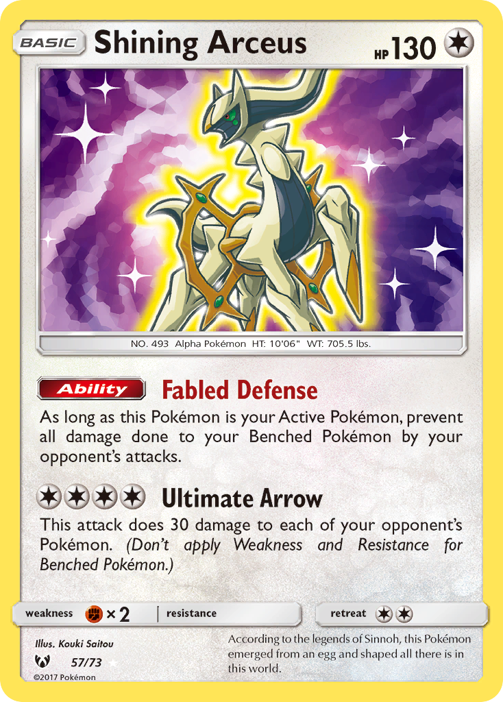 Shining Arceus (57/73) [Sun & Moon: Shining Legends] | Exor Games Bridgewater