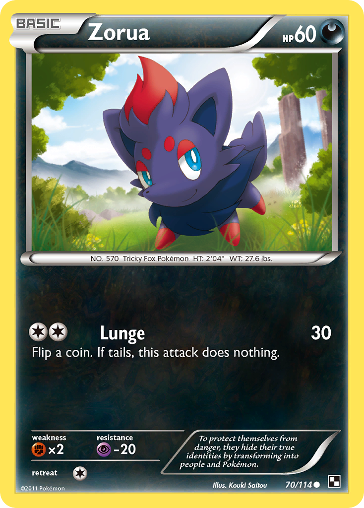 Zorua (70/114) [Black & White: Base Set] | Exor Games Bridgewater