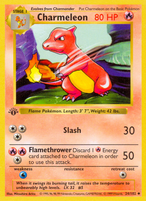 Charmeleon (24/102) (Shadowless) [Base Set 1st Edition] | Exor Games Bridgewater