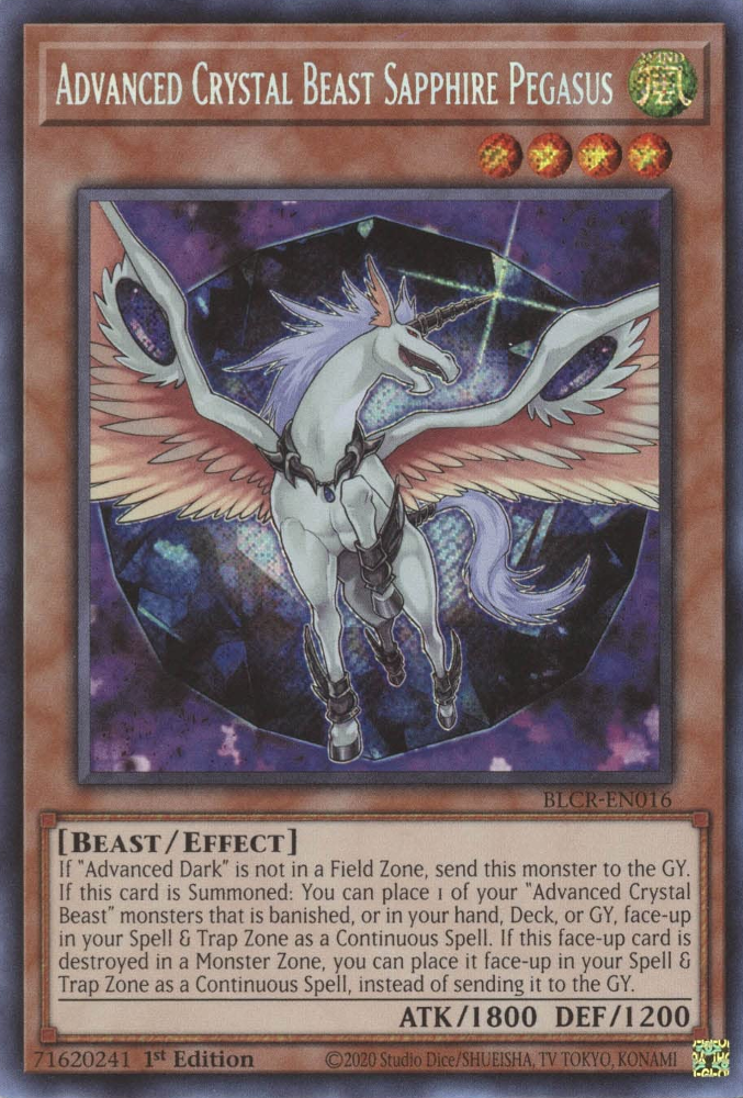 Advanced Crystal Beast Sapphire Pegasus [BLCR-EN016] Secret Rare | Exor Games Bridgewater