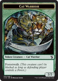 Cat Warrior // Plant Double-sided Token [Commander 2018 Tokens] | Exor Games Bridgewater