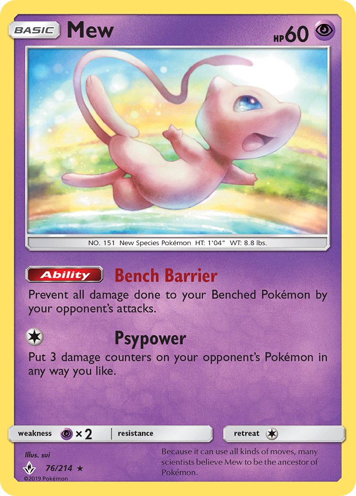 Mew (76/214) (Theme Deck Exclusive) [Sun & Moon: Unbroken Bonds] | Exor Games Bridgewater