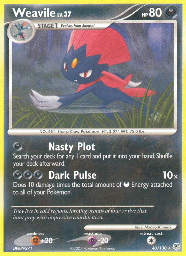 Weavile (40/130) [Diamond & Pearl: Base Set] | Exor Games Bridgewater