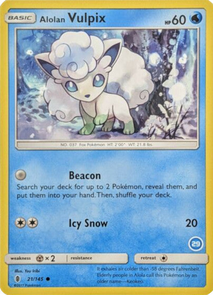 Alolan Vulpix (21/145) (Deck Exclusive #29) [Sun & Moon: Trainer Kit - Alolan Ninetales] | Exor Games Bridgewater