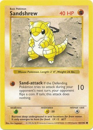 Sandshrew (62/102) [Base Set Shadowless Unlimited] | Exor Games Bridgewater