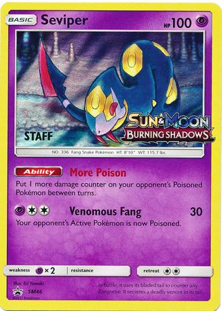 Seviper (SM46) (Staff Prerelease Promo) [Sun & Moon: Black Star Promos] | Exor Games Bridgewater