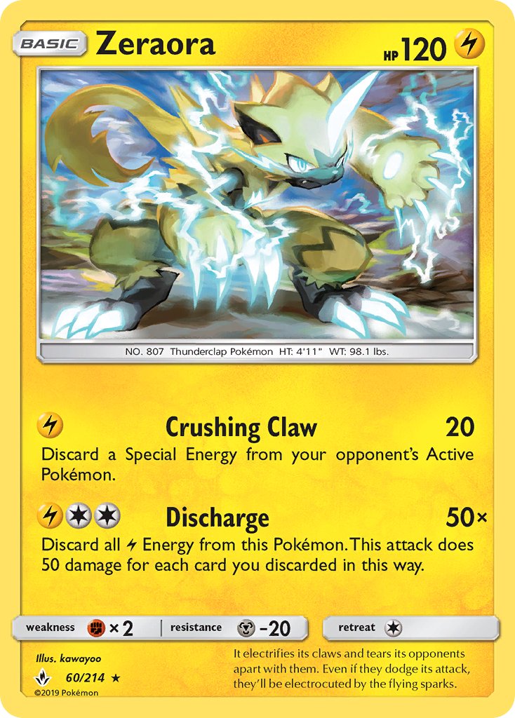 Zeraora (60/214) (Cracked Ice Holo) (Theme Deck Exclusive) [Sun & Moon: Unbroken Bonds] | Exor Games Bridgewater