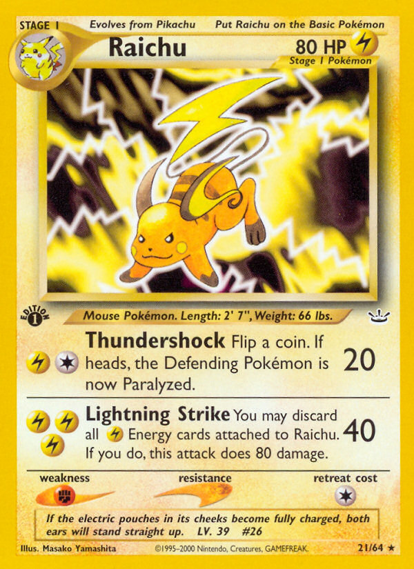 Raichu (21/64) [Neo Revelation 1st Edition] | Exor Games Bridgewater