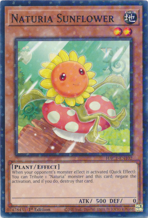 Naturia Sunflower (Duel Terminal) [HAC1-EN102] Parallel Rare | Exor Games Bridgewater